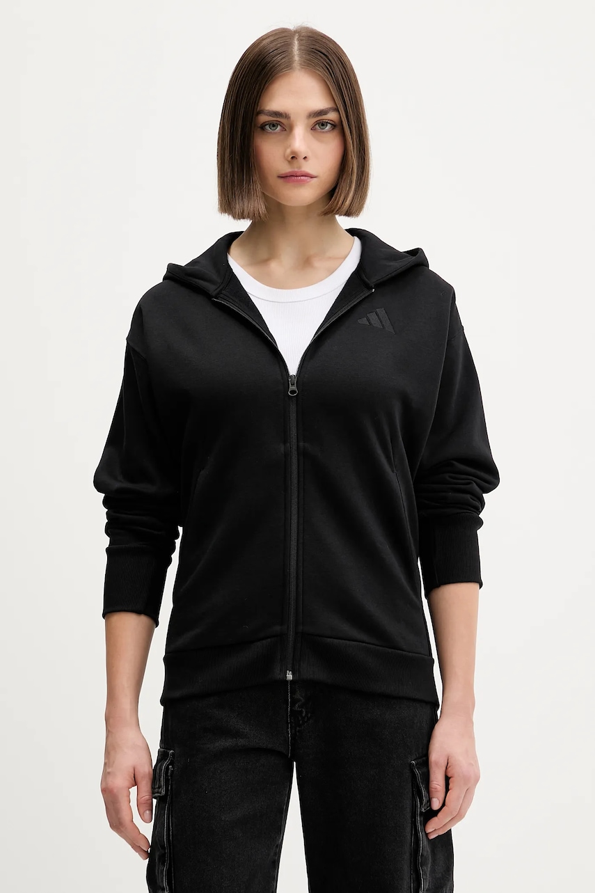 adidas bluză All SZN culoarea negru, cu glugă, uni, IX3809