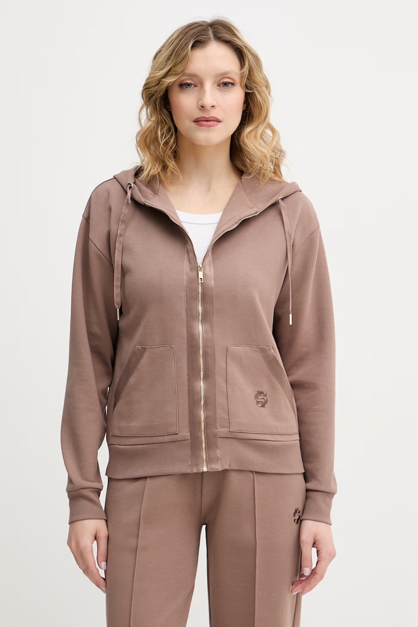 BOSS hanorac cu fermoar și glugă de damă cu bumbac Shiny B Jacket H.