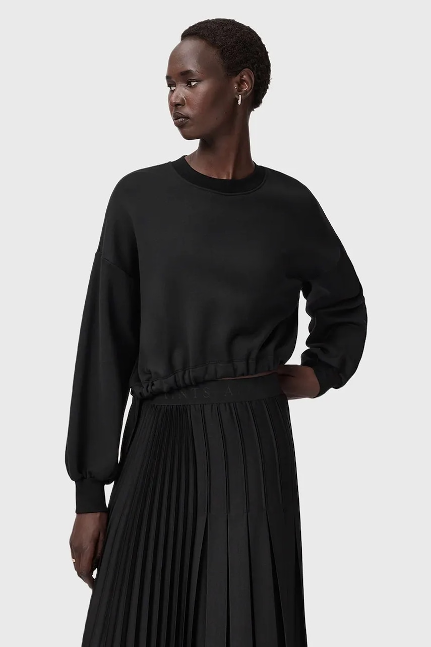 AllSaints bluză culoarea negru, uni, W093JD