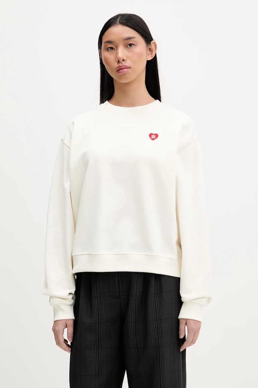 Βαμβακερή μπλούζα HUGO TRIPLET BLUE THONG