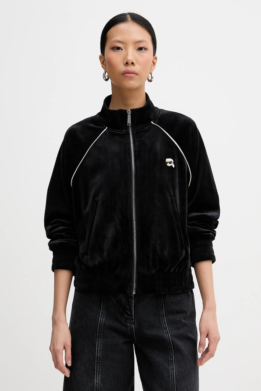 Karl Lagerfeld bluză IKON culoarea negru, uni, B1W20029