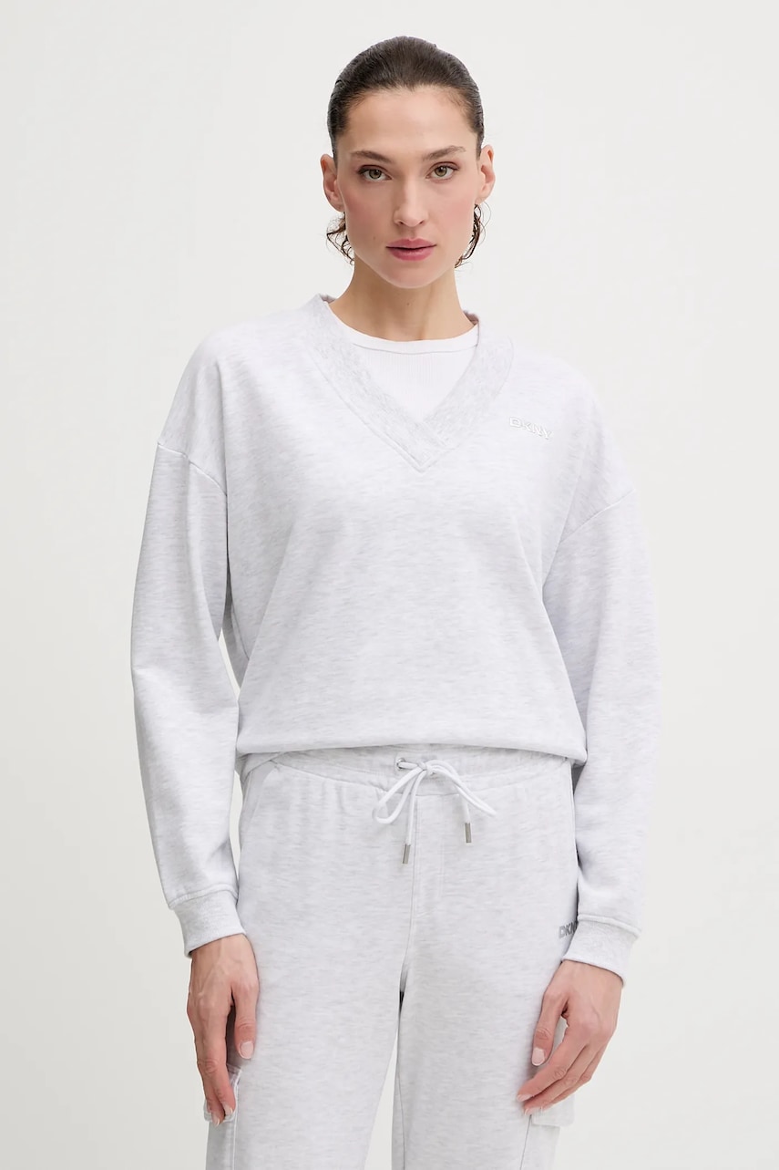 Dkny bluză culoarea gri, cu imprimeu, DP6T1644