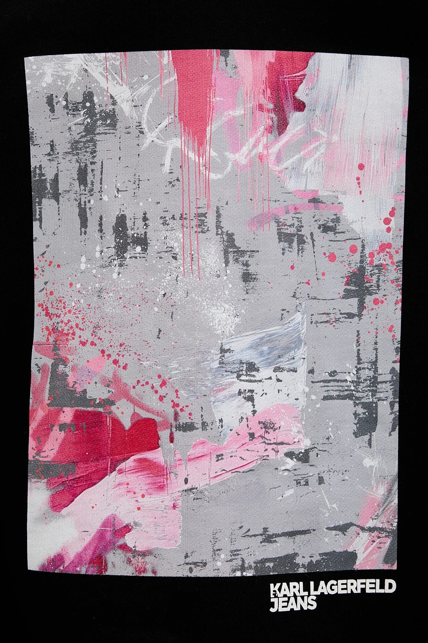 Βαμβακερή μπλούζα Karl Lagerfeld Jeans γυναικεία, χρώμα: μαύρο, με κουκούλα, B1W20046 φωτογραφία