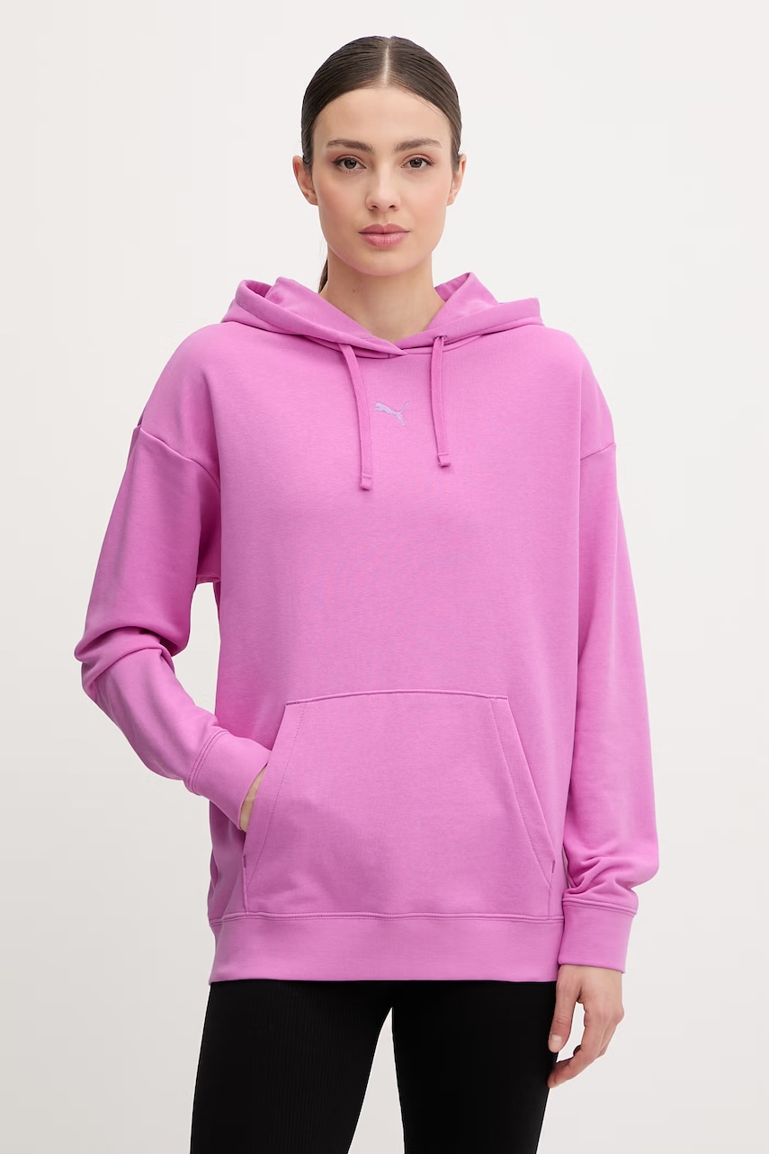 Puma μπλούζα με κουκούλα γυναικεία με βαμβάκι Essentials Relaxed