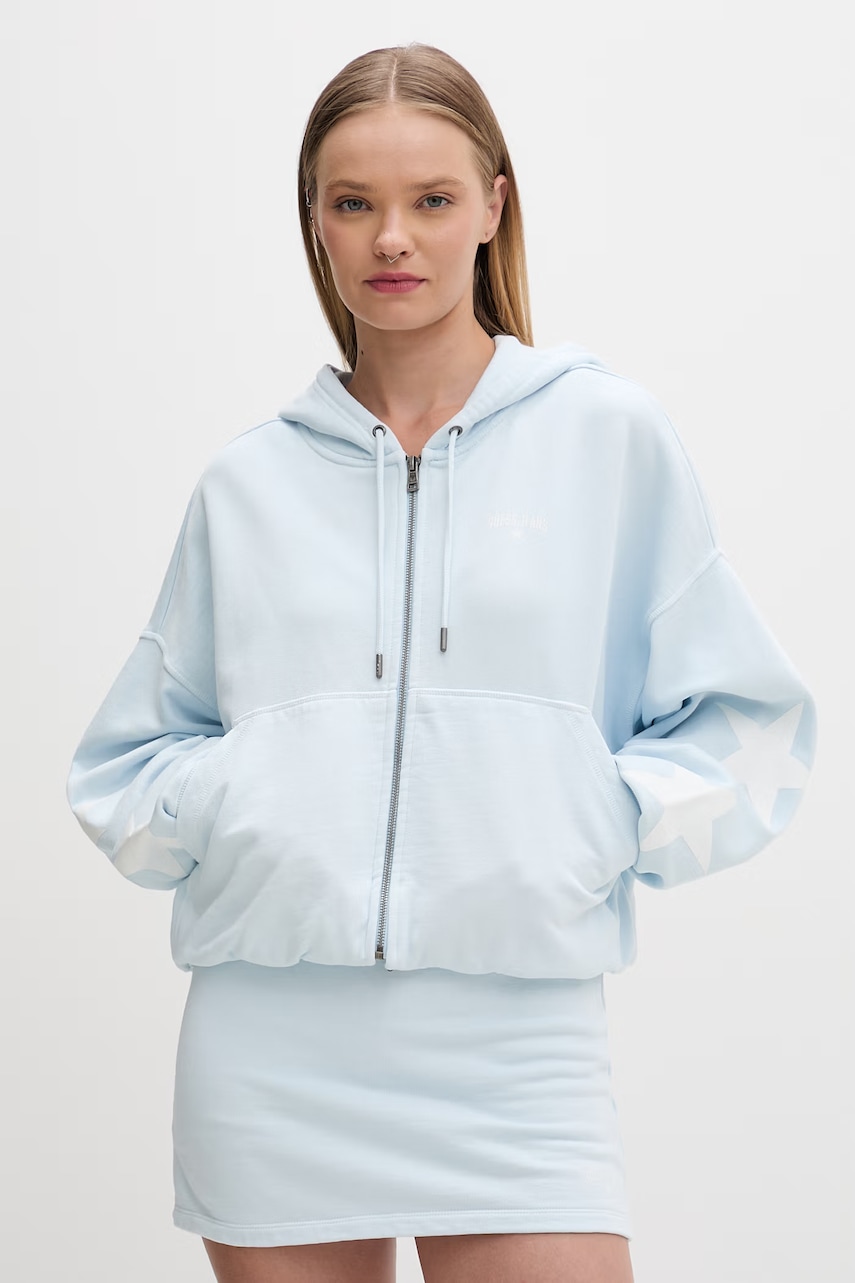 Guess Jeans hanorac cu fermoar și glugă pentru femei, din bumbac