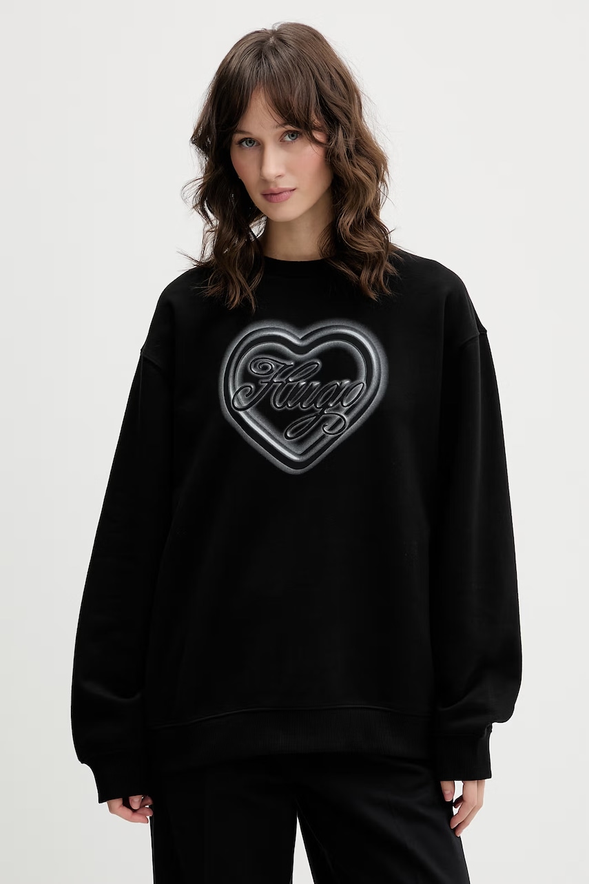 HUGO Blue hanorac oversized de damă din bumbac Classic Crew_B_3