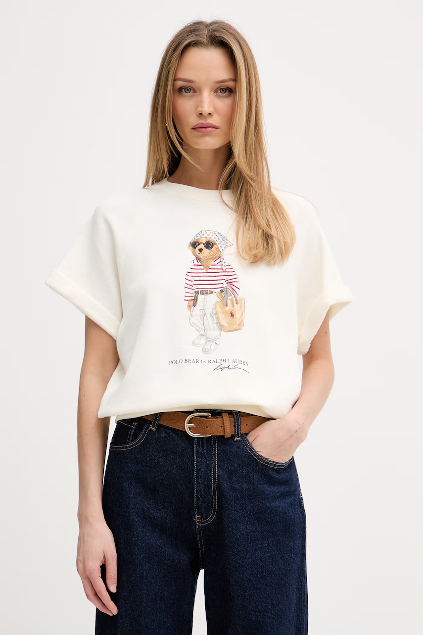 Levně Polo Ralph Lauren tričko dámské bavlněné ISLAND FLEECE-KNT-SWEATSHIRT