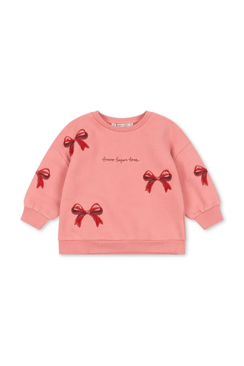 Konges Sløjd bluză copii LOU BOW SWEAT SHIRT OCS culoarea roz, cu model, KS104343