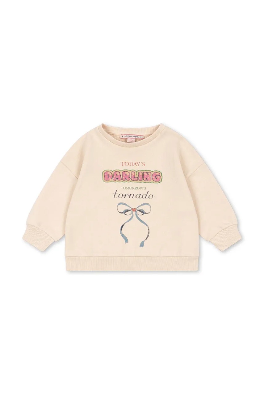 Детская хлопковая кофта Konges Sløjd LOUPY LOU SWEAT SHIRT OCS цвет бежевый с принтом KS104350