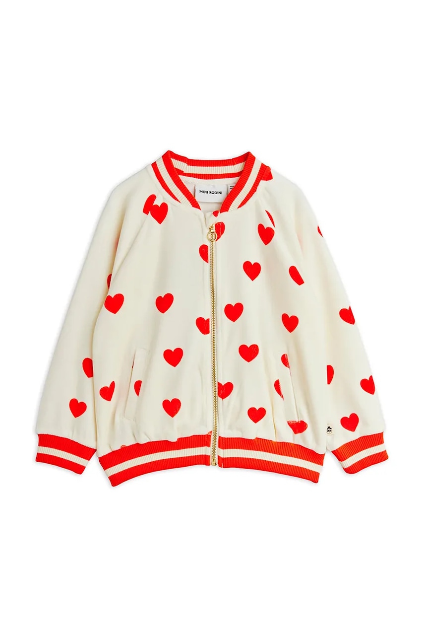 Детская кофта Mini Rodini Hearts цвет белый узор 26120121 Детская кофта Mini Rodini Hearts цвет белый узор 26120121