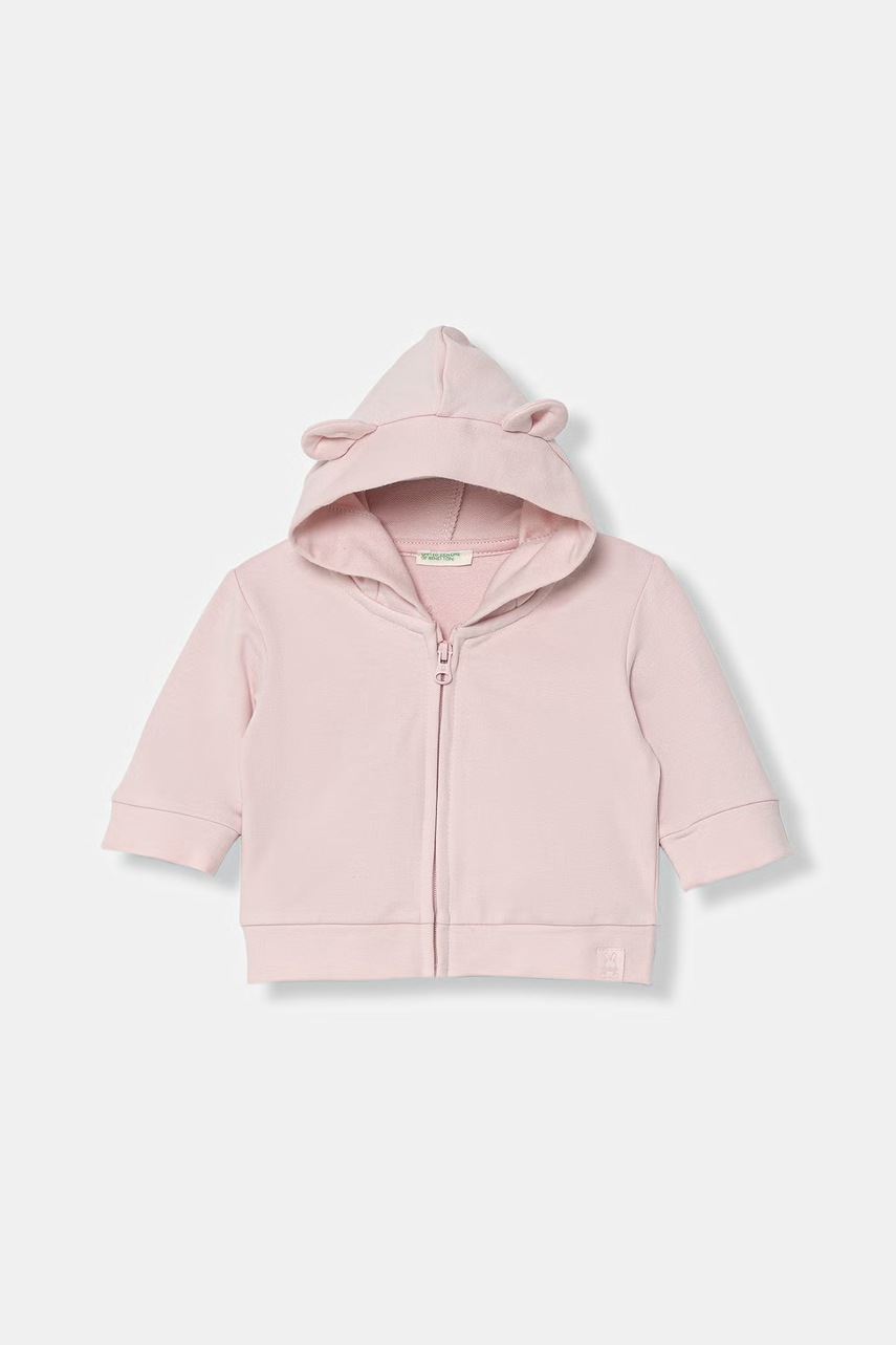E-shop United Colors of Benetton detská bavlnená mikina na zips s kapucňou s elastanom