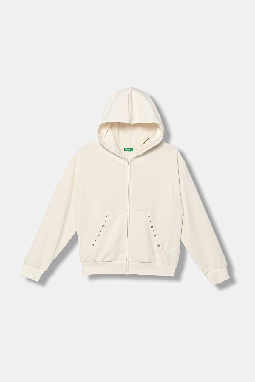 E-shop United Colors of Benetton detská mikina na zips s kapucňou z bavlny