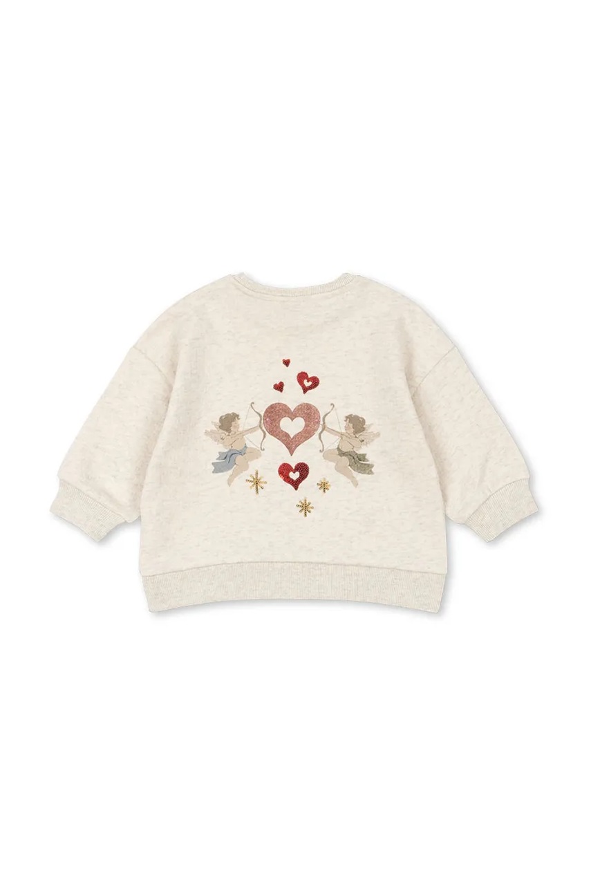 Детская хлопковая кофта Konges Sløjd LOUPY LOU SWEAT SHIRT OCS цвет серый с аппликацией KS104350