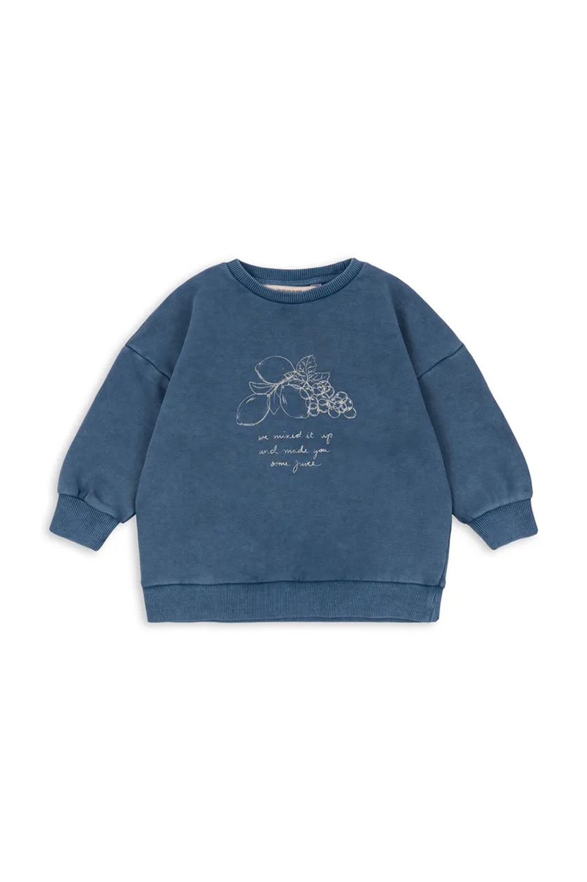 Konges Sløjd bluză copii LOU WASHED SWEAT SHIRT OCS culoarea bleumarin, cu imprimeu, KS104348