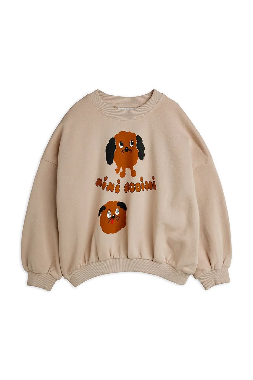 Детская хлопковая кофта Mini Rodini Doggies цвет бежевый с принтом 26120125