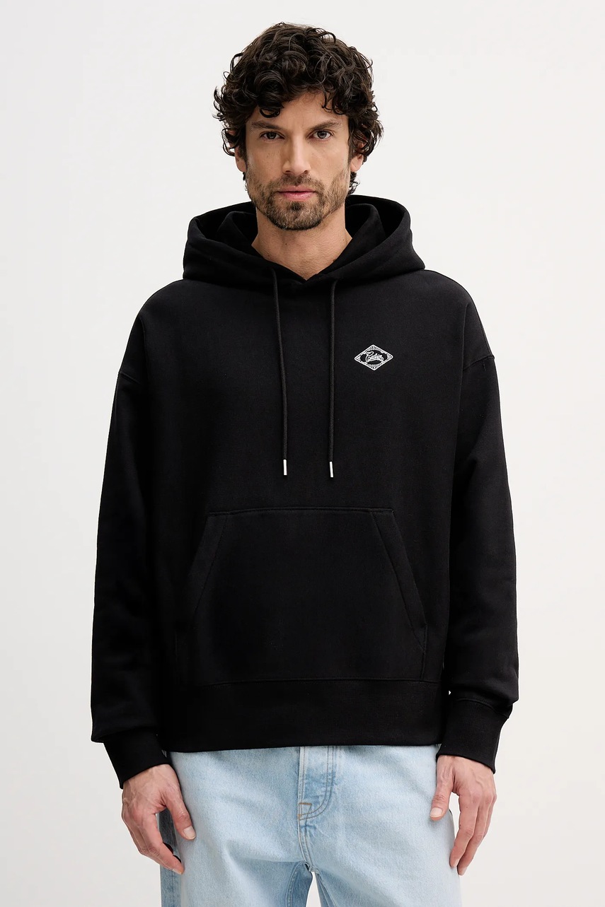 Levně Mikina Calvin Klein Jeans pánská, černá barva, s kapucí, s aplikací, LV14RE202G