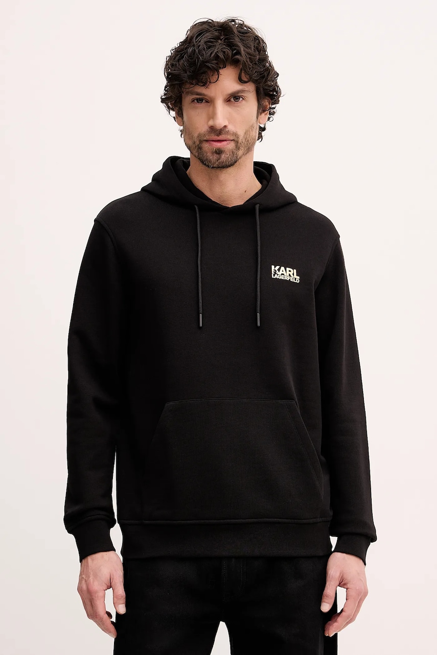 Karl Lagerfeld hanorac de bumbac culoarea negru, cu glugă, cu imprimeu, 561917.705781