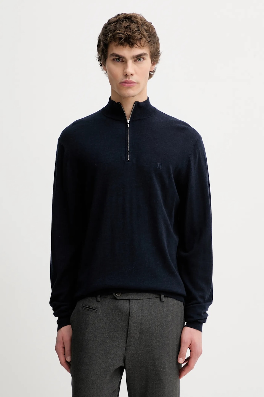 Les Deux pulover de lână culoarea bleumarin, light, cu turtleneck, 100310115