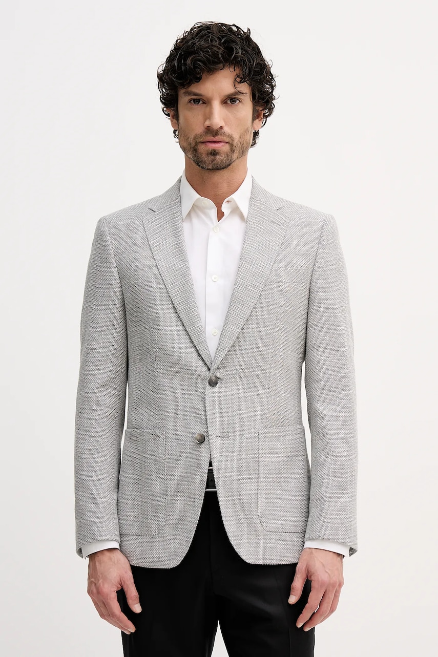 BOSS blazer din amestec de in culoarea gri, 50556910