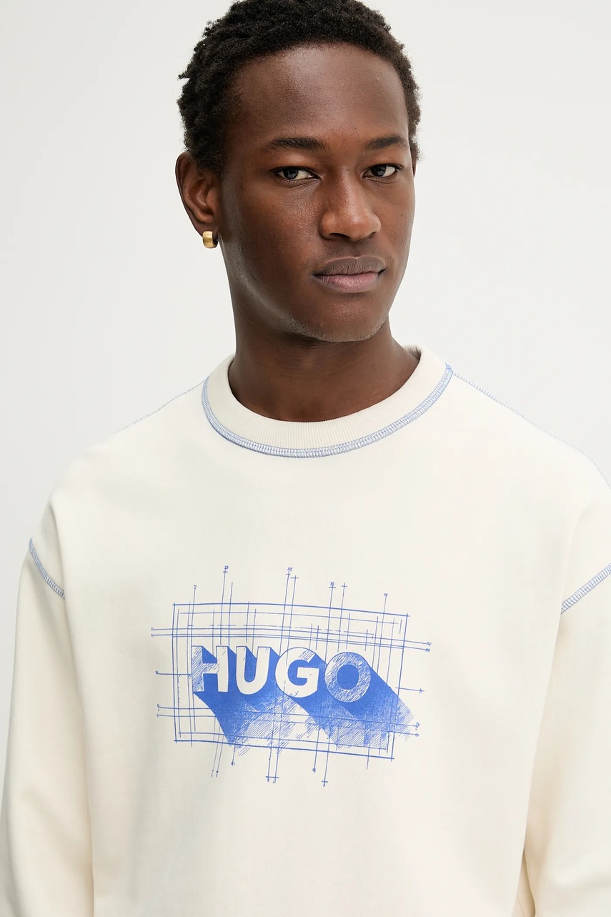Βαμβακερή μπλούζα Hugo Blue Nothalic TRIPLET BLUE THONG φωτογραφία