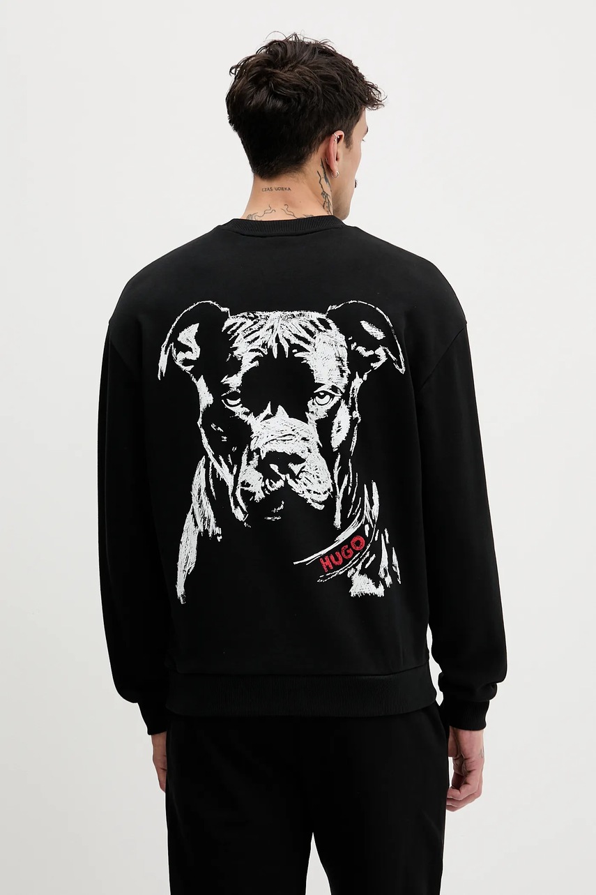 Levně Bavlněná mikina HUGO Dubraxo pánská, černá barva, vzorovaná, 50557482