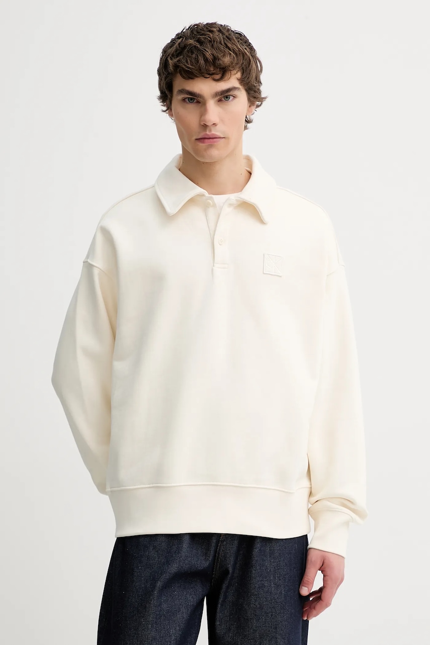 Ανδρικά φούτερ χωρίς φερμουάρ calvin klein σε μπεζ