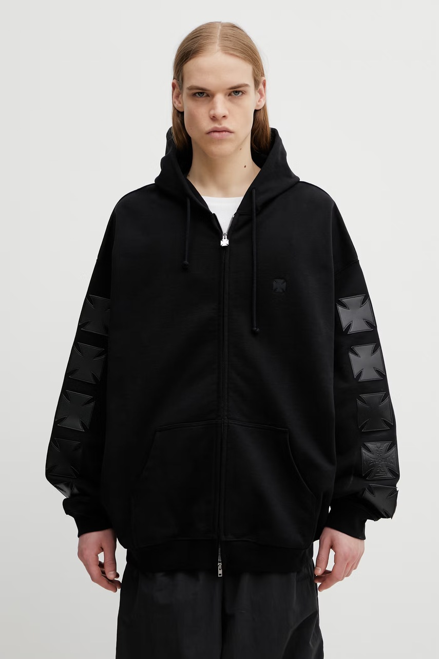 Vetements Leather Biker Cross bluza z kapturem męska z bawełną