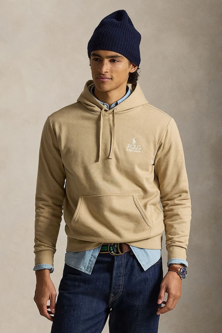 Ανδρικά φούτερ χωρίς φερμουάρ polo ralph lauren σε καφε