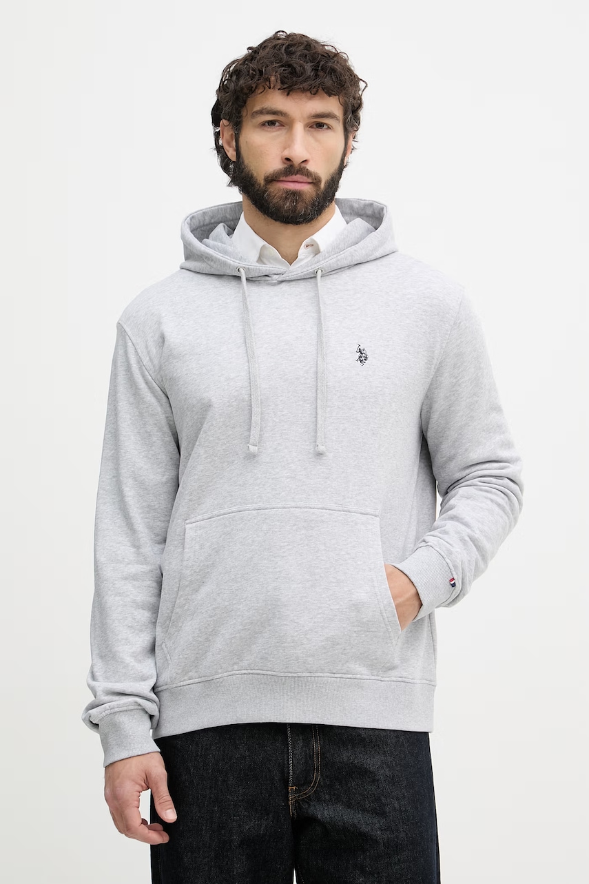 U.S. Polo Assn. μπλούζα με κουκούλα ανδρική με βαμβάκι DHM LB MUP4412 γκρί L,S,XL,XXL,M