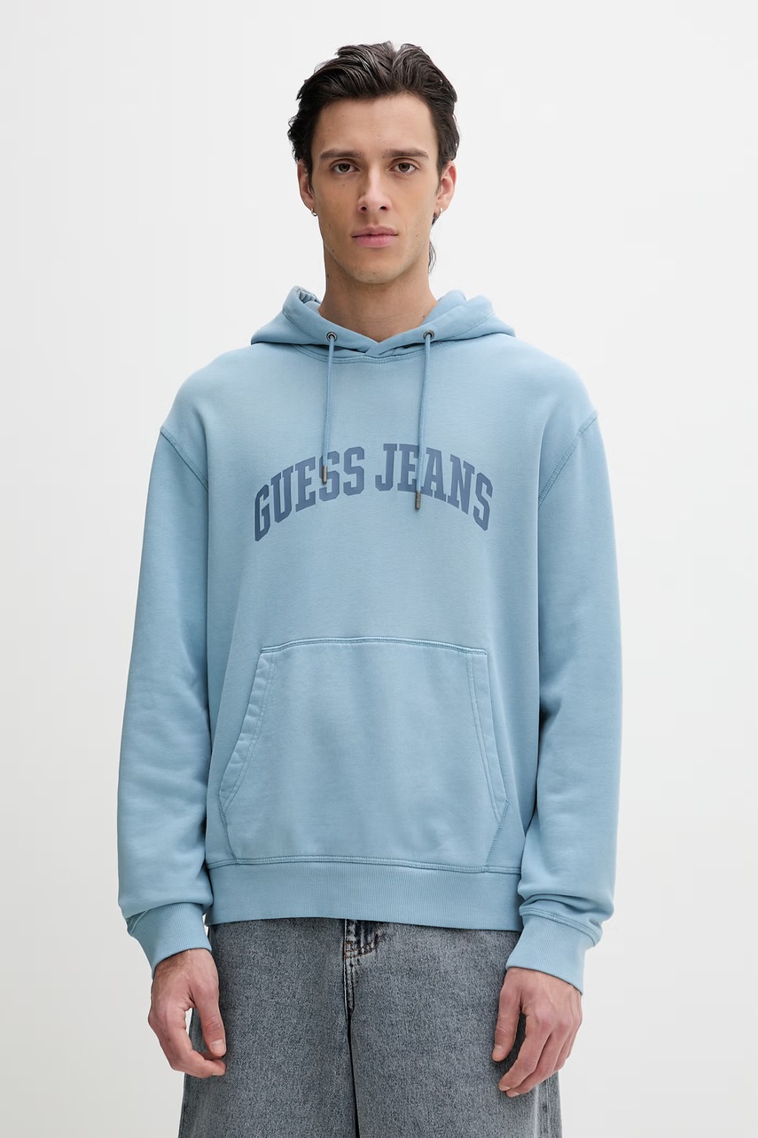Ανδρική φούτερ με κουκούλα από βαμβάκι Guess Jeans