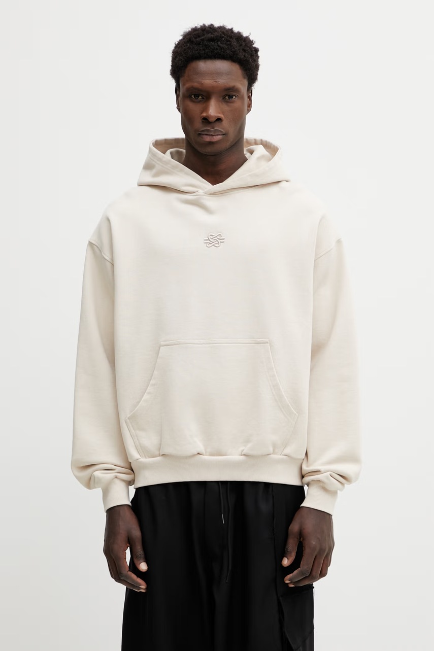 Filling Pieces Boxy Embroidered bluza z kapturem bawełniana męska