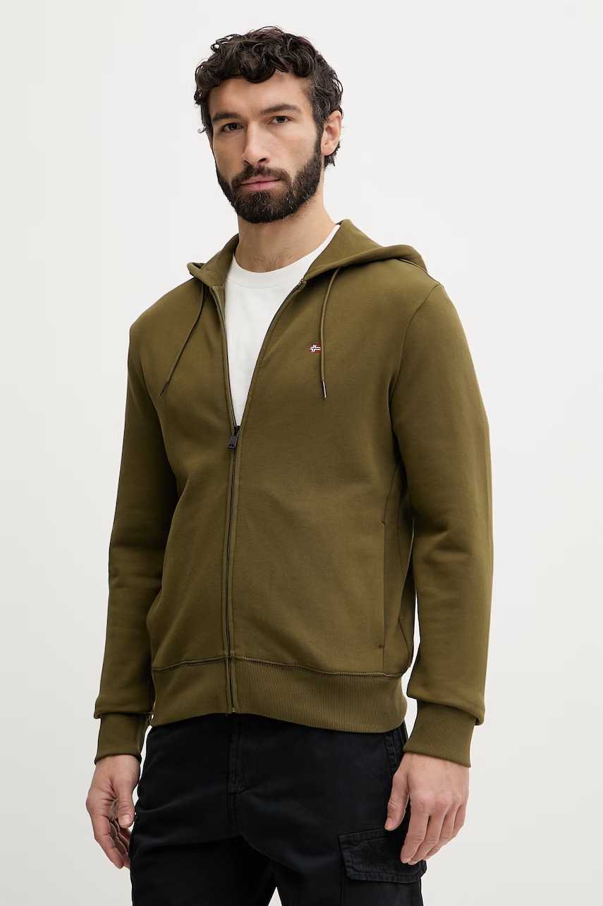 Napapijri hanorac cu fermoar și glugă pentru bărbați, din bumbac BALIS