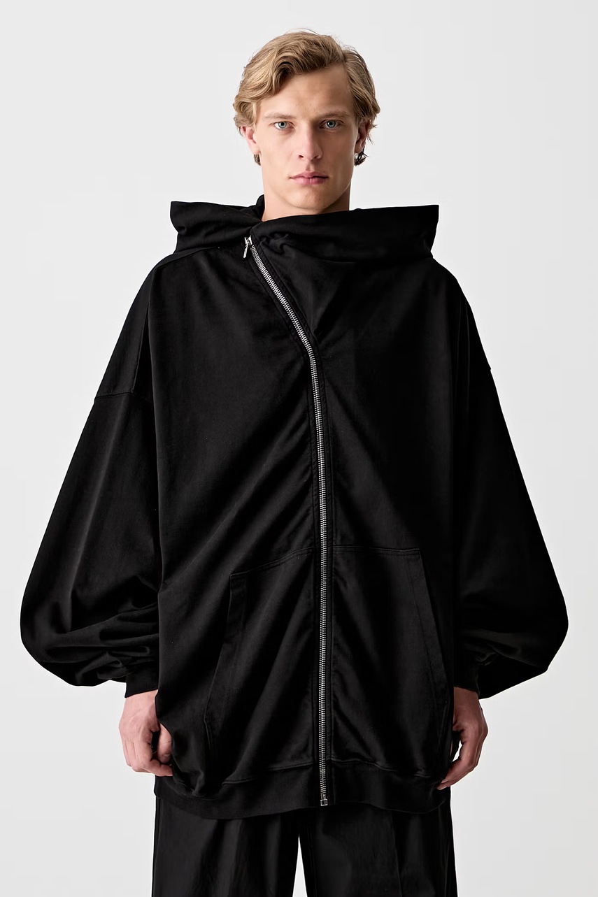 Rick Owens DRKSHDW Mountain Hun bluza rozpinana z kapturem bawełniana męska