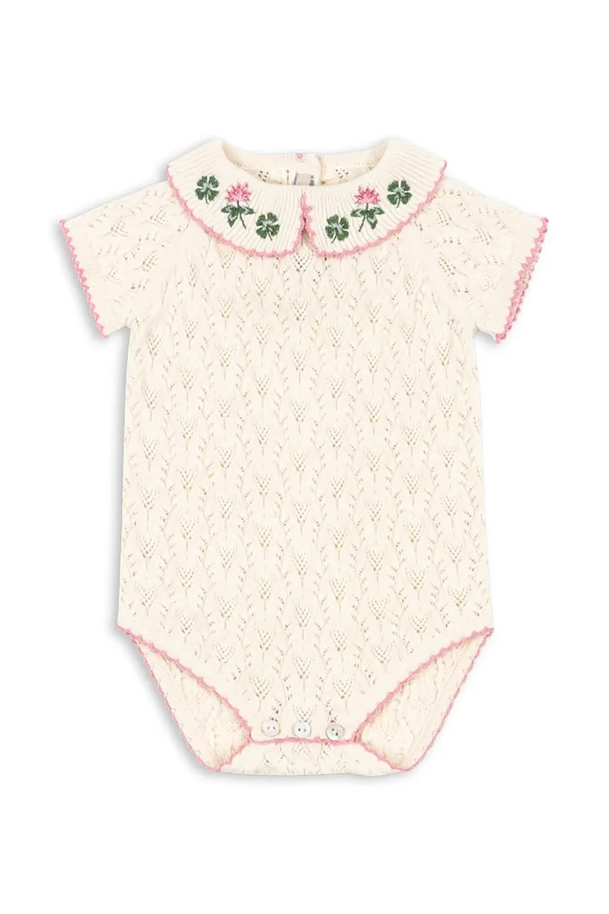 Konges Sløjd body din amestec de lână pentru bebeluși ROSIER ROMPER