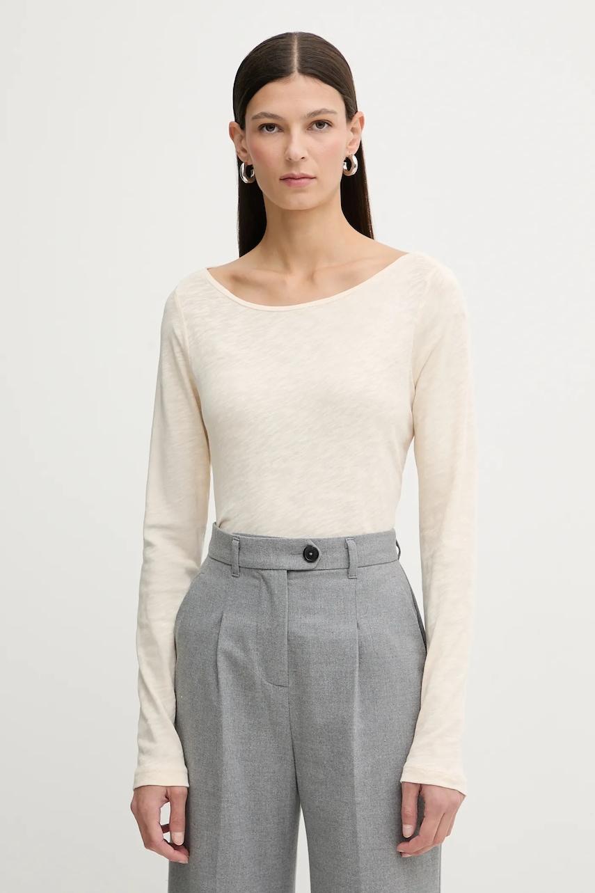 Marc O'Polo longsleeve din bumbac culoarea bej, 600226152199