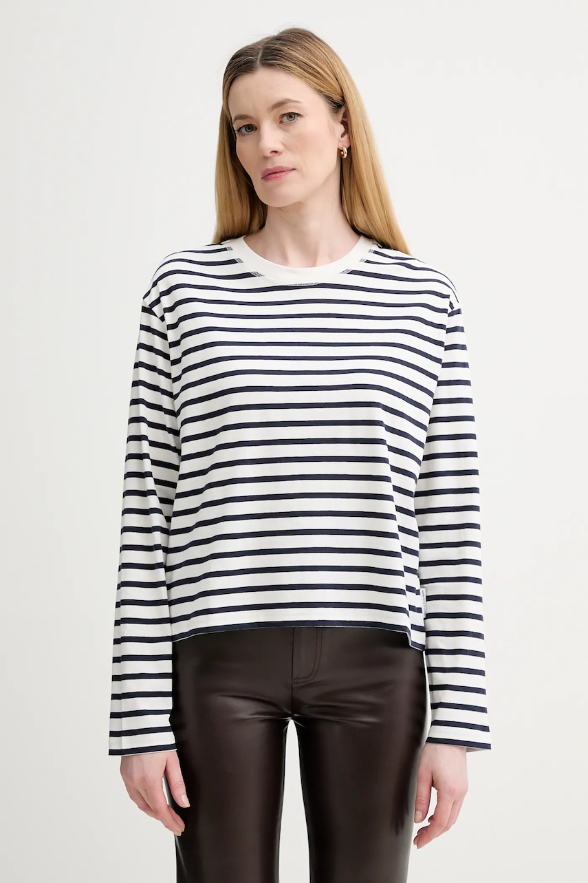 Marc O'Polo longsleeve din bumbac culoarea bej, cold shoulder, 5000007507