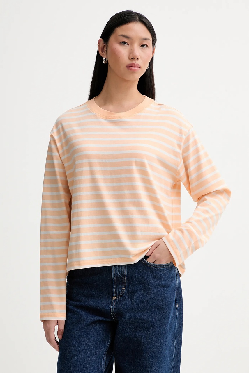 Marc O'Polo longsleeve din bumbac culoarea portocaliu, cold shoulder, 5000007507