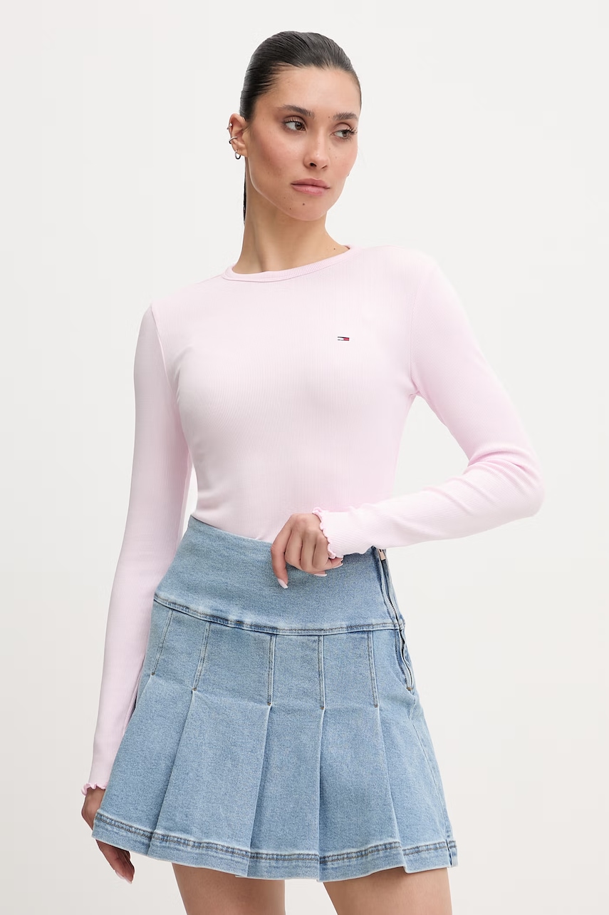 Tommy Jeans longsleeve pentru femei, din bumbac cu elastan