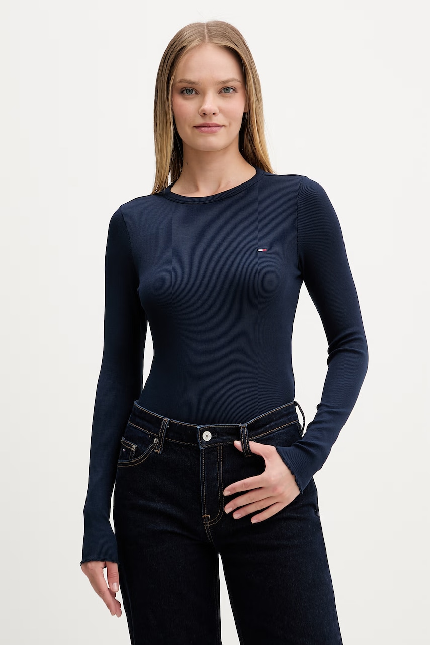 Levně Tommy Jeans tričko s dlouhým rukávem dámské bavlněné s elastanem