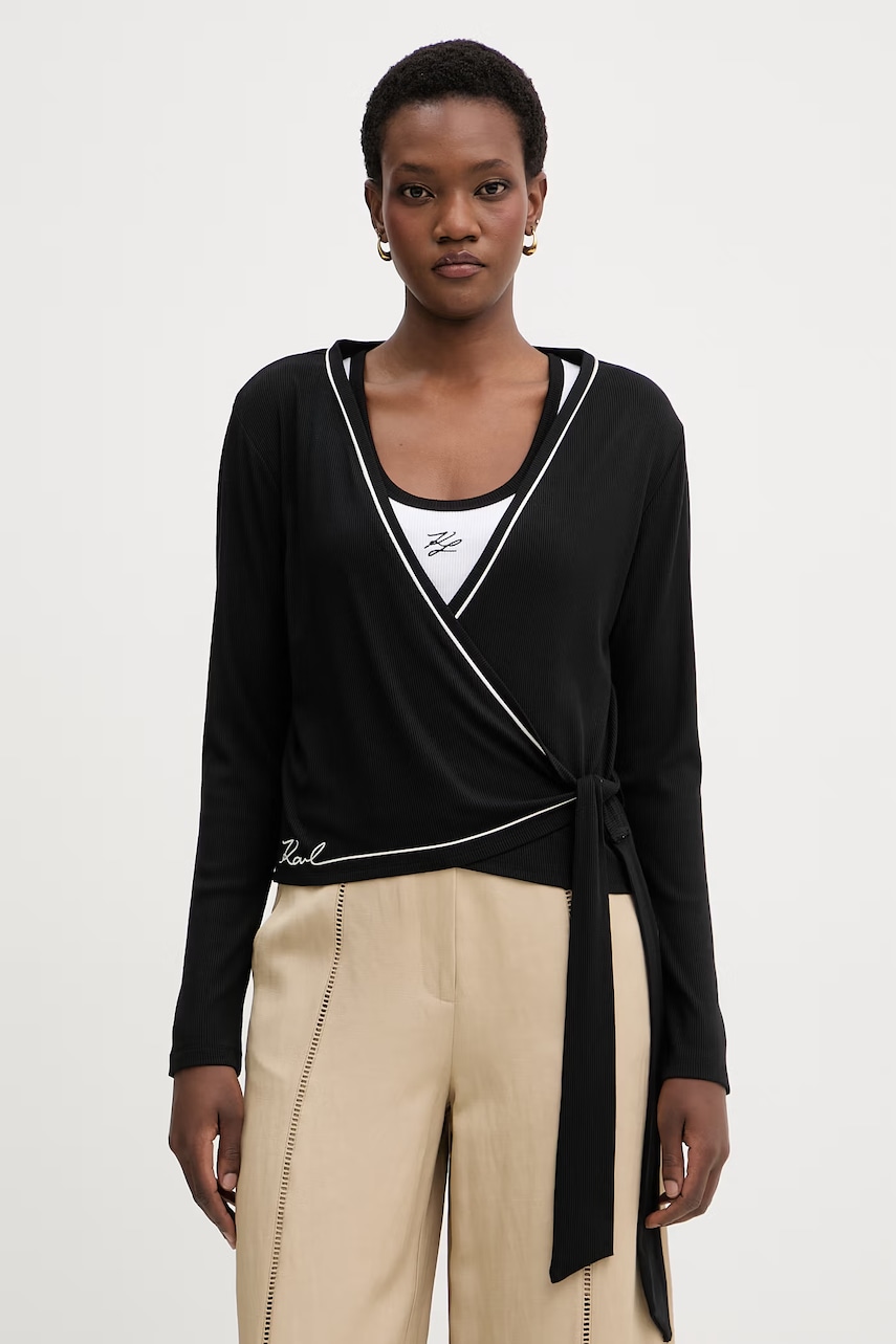 Karl Lagerfeld longsleeve pentru femei, cu vâscoză