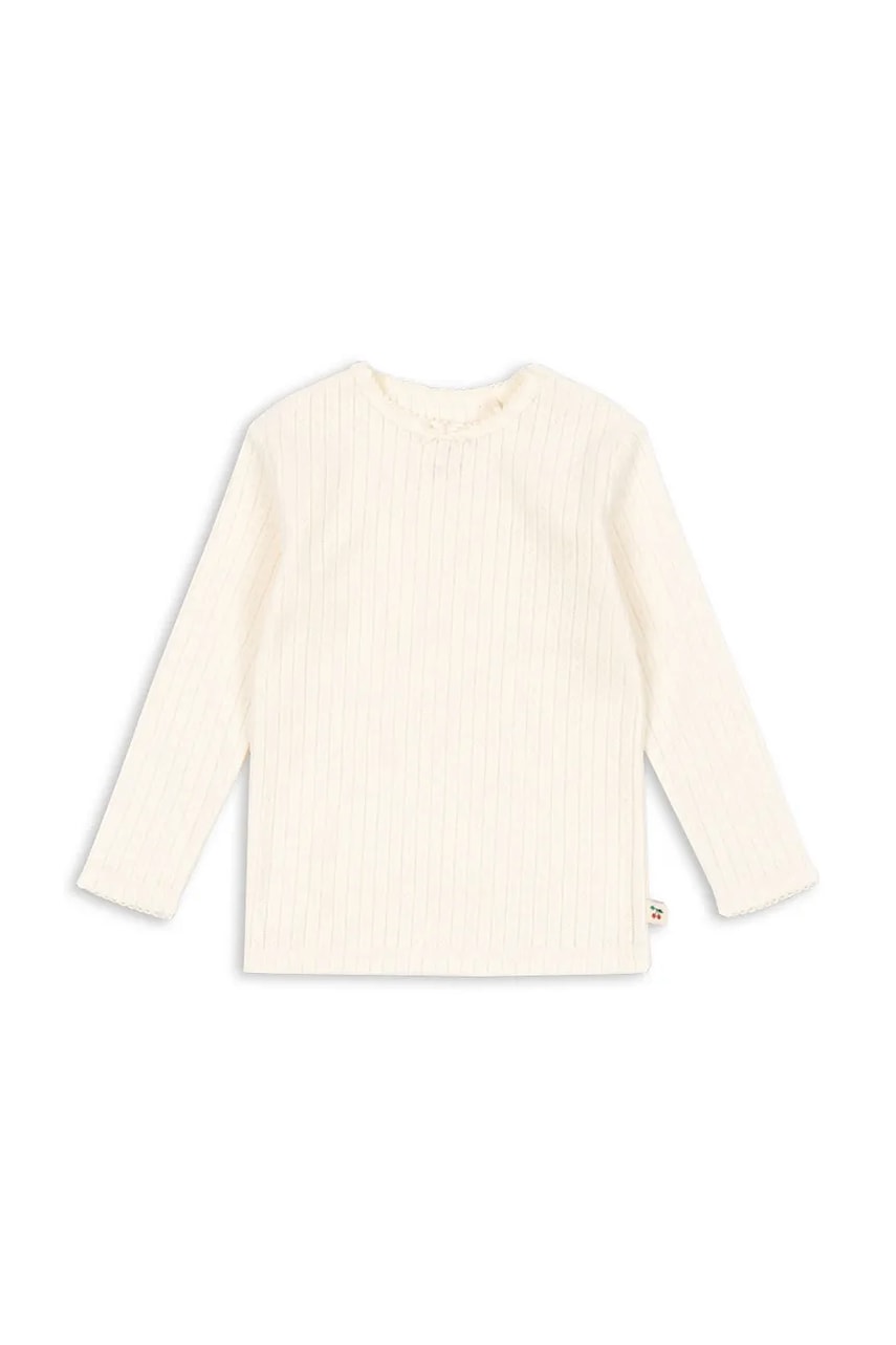 Konges Sløjd longsleeve din bumbac MINNIE BLOUSE GOTS culoarea bej, KS104372