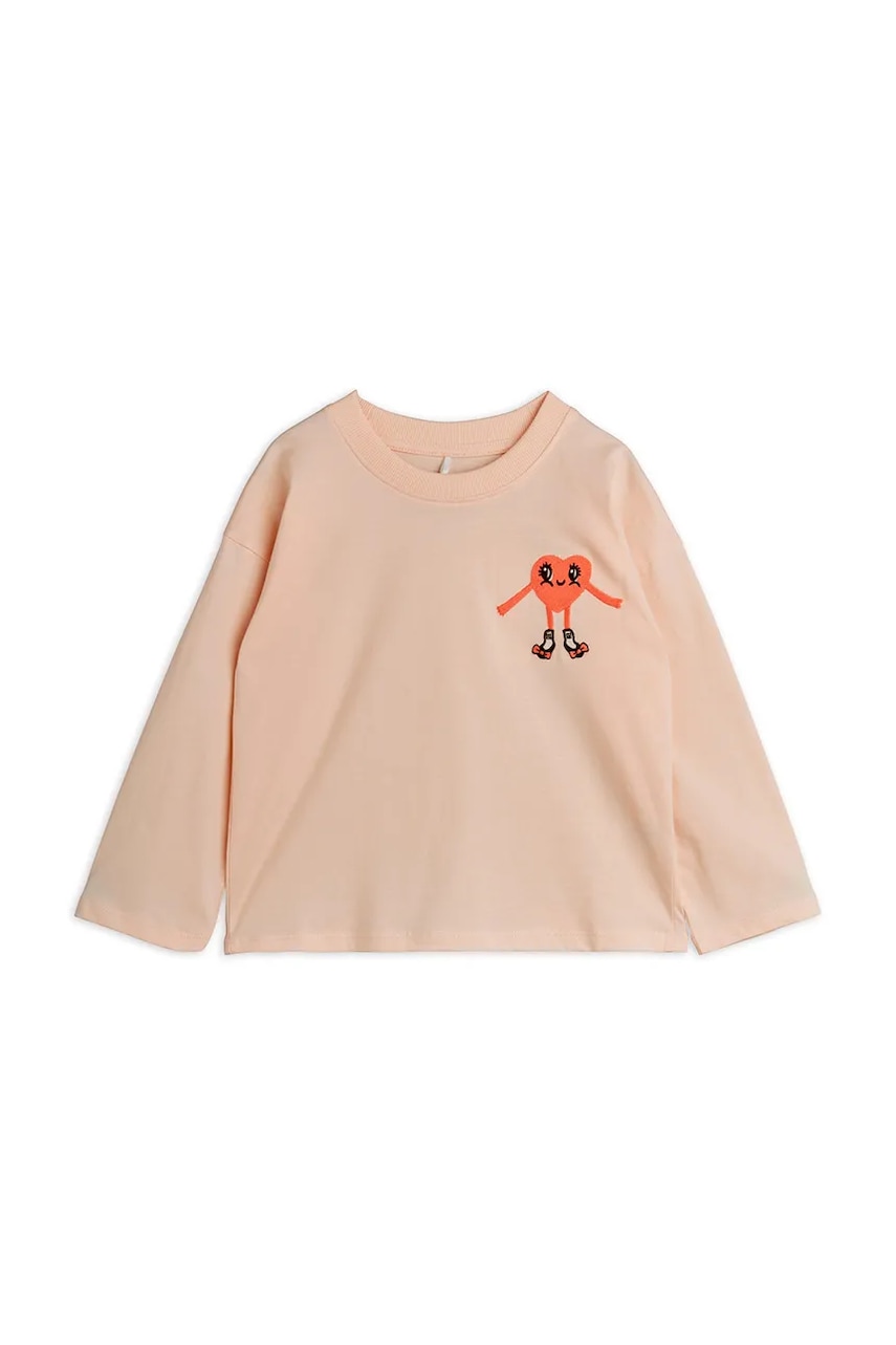 Mini Rodini longsleeve din bumbac pentru copii Heart culoarea portocaliu, 26120122