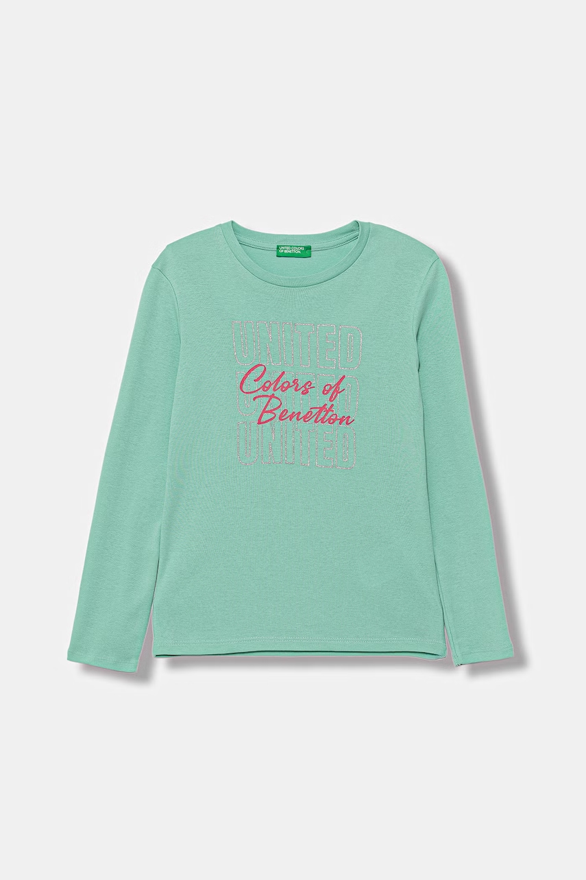 United Colors of Benetton bluză cu mânecă lungă pentru copii, din bumbac