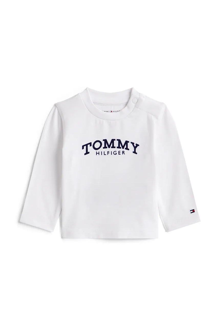 Levně Kojenecké tričko s dlouhým rukávem Tommy Hilfiger bílá barva, s aplikací, KN0KN02147