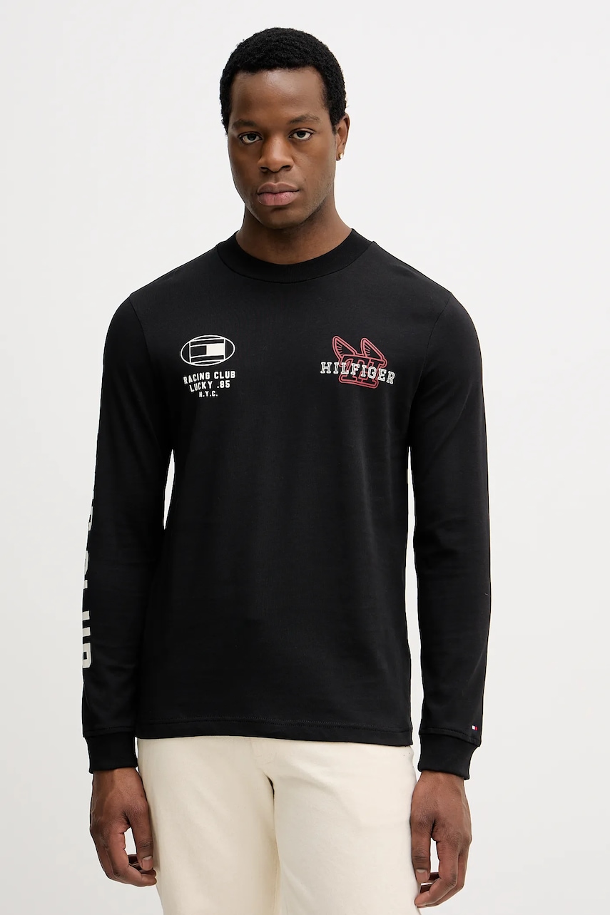 Βαμβακερή μπλούζα με μακριά μανίκια Tommy Hilfiger