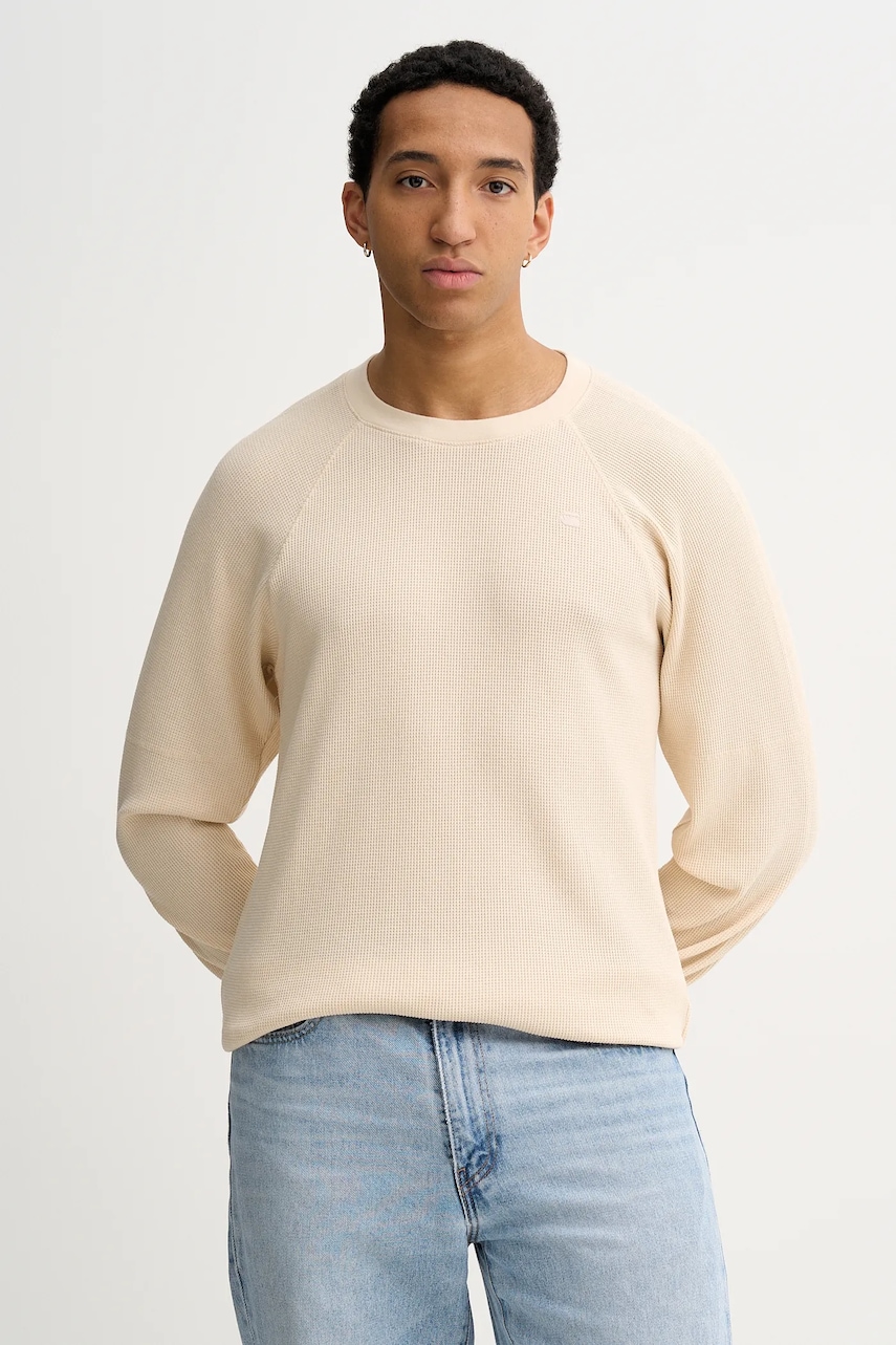 G-Star longsleeve culoarea bej, uni, D26864-E176