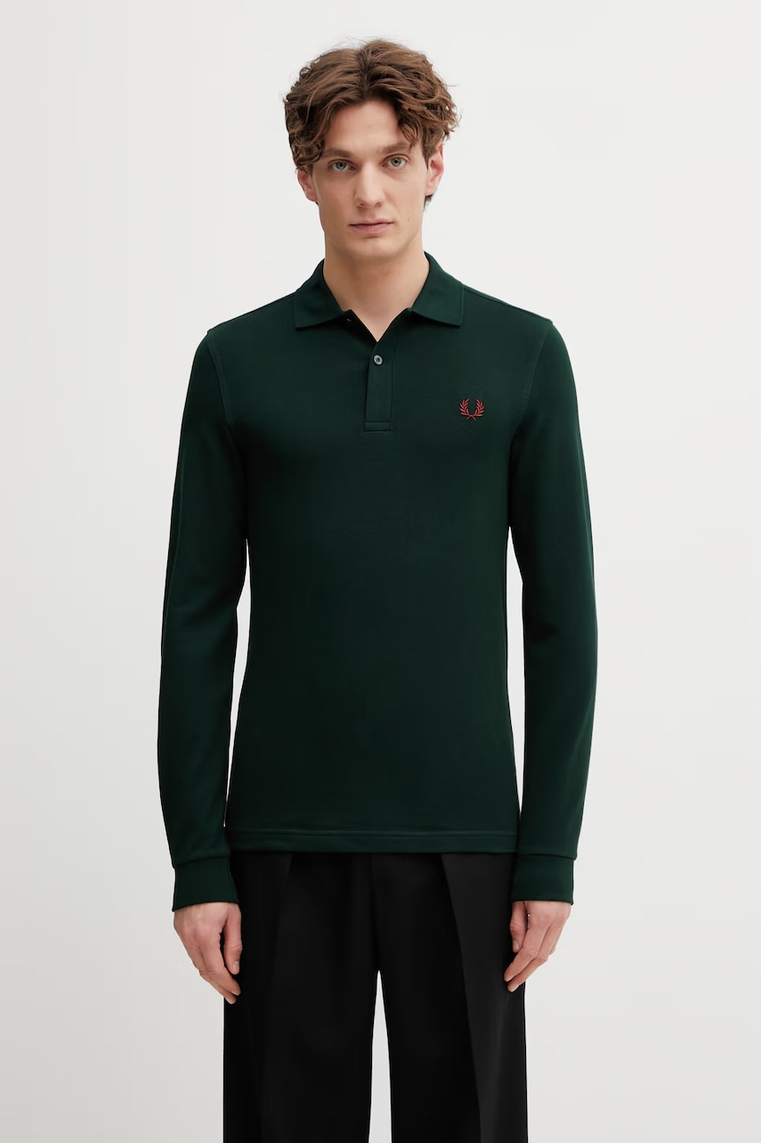 Fred Perry ανδρική βαμβακερή μακρυμάνικη μπλούζα M6006.15B πράσινο L,XL,S,M