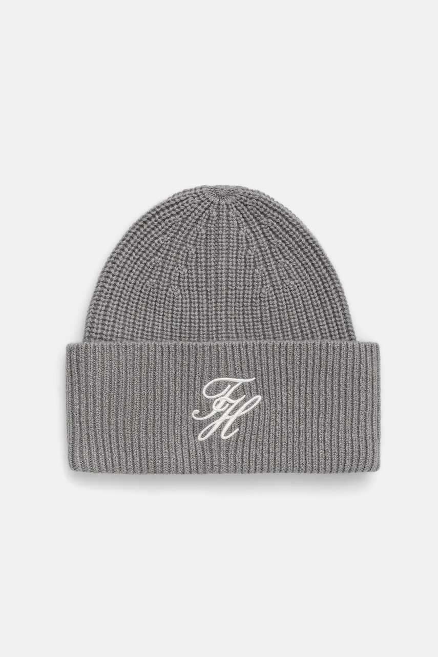 Levně Vlněná čepice Tommy Hilfiger šedá barva, AW0AW18515