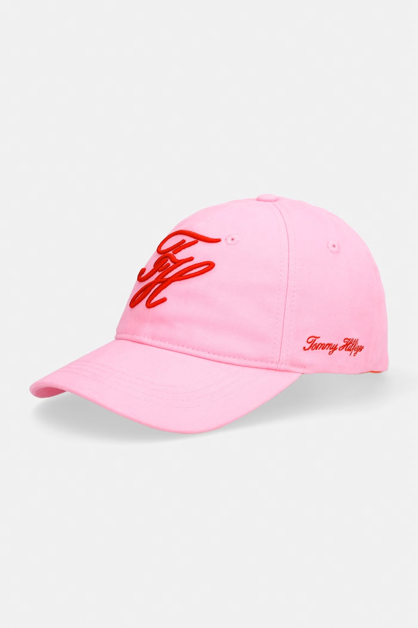 Tommy Hilfiger καπέλο με γείσο βαμβακερό SUMMER AW0AW18338 ροζ ONE SIZE