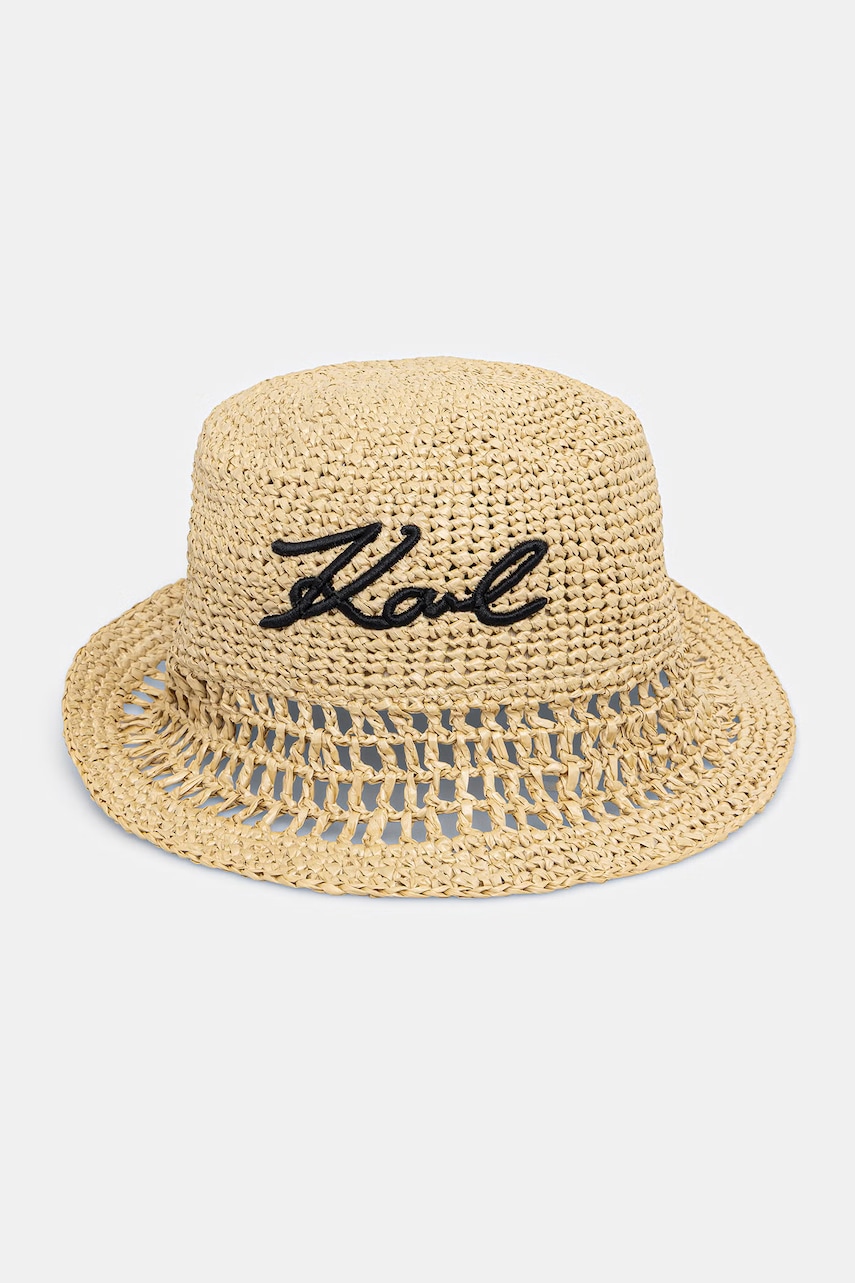 Karl Lagerfeld kapelusz słomkowy damski K/SIGNATURE beżowy B2W46080